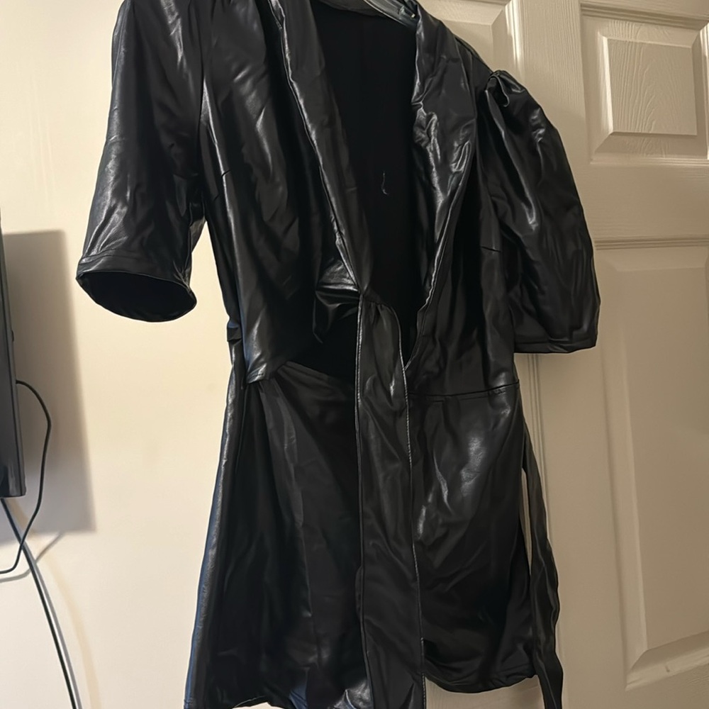Pleather shorts romper